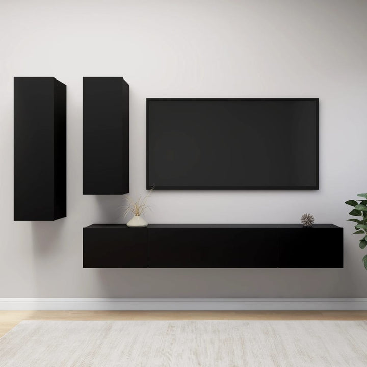 Set Dulapuri Tv, 4 Piese, , Lemn Prelucrat