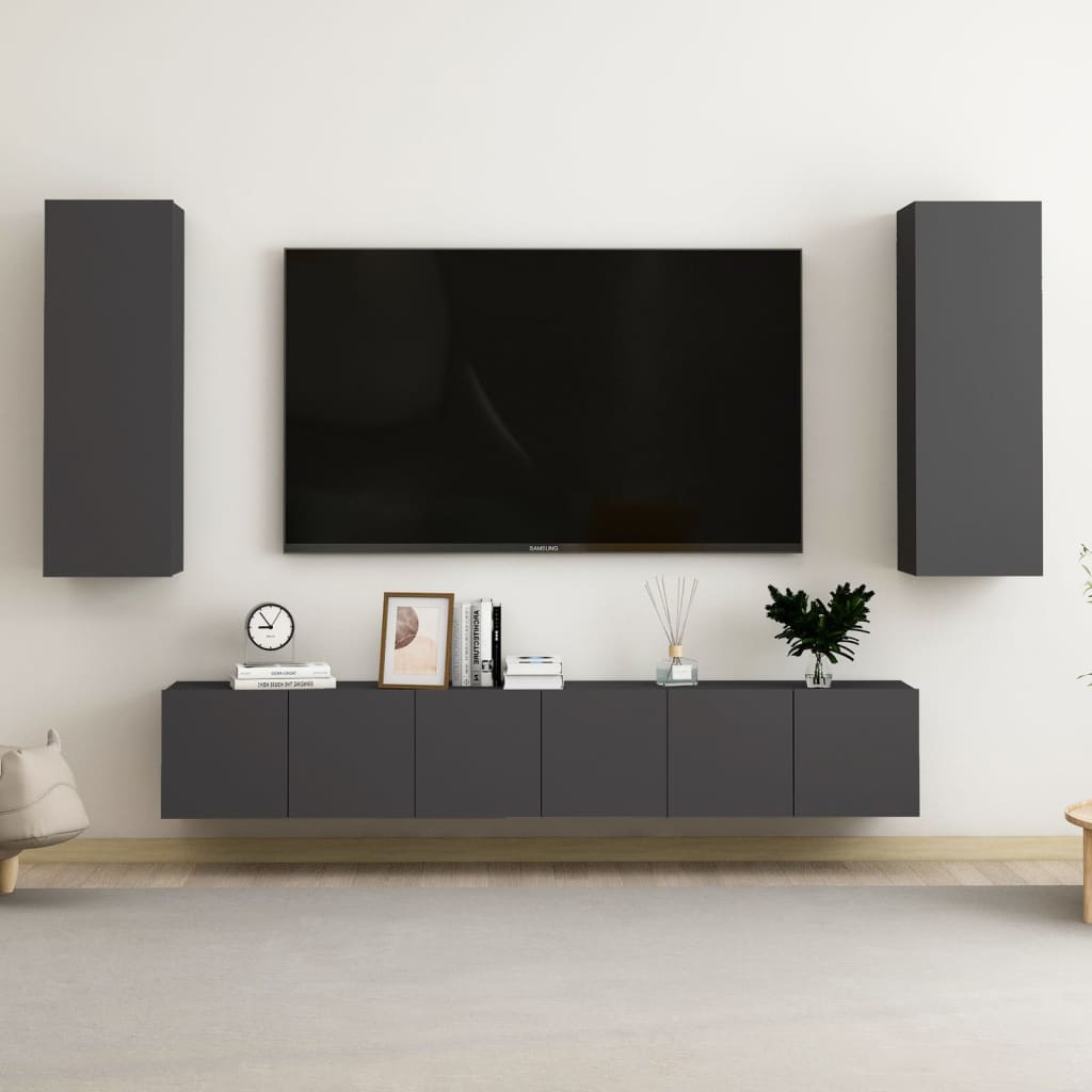 Set Dulap Tv, 5 Piese, , Lemn Prelucrat
