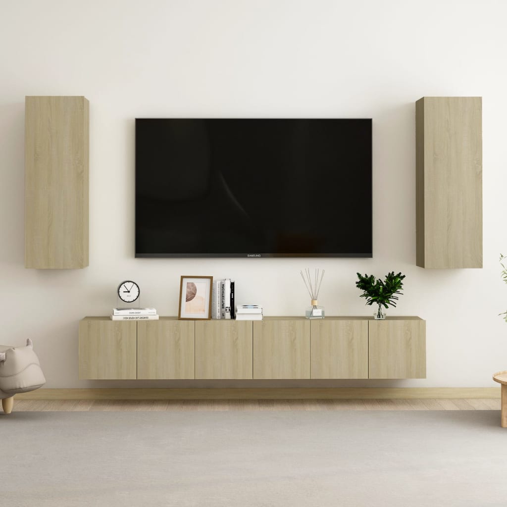 Set Dulap Tv, 5 Piese, , Lemn Prelucrat