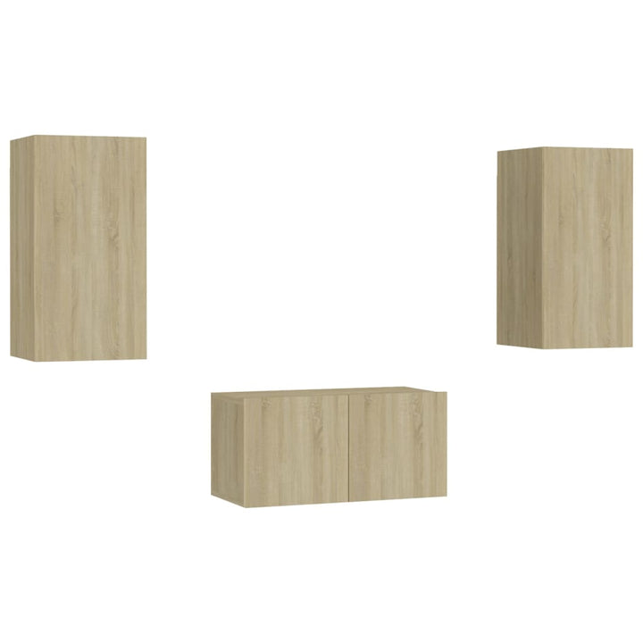 Set De Dulapuri Tv, 3 Piese, , Lemn Prelucrat