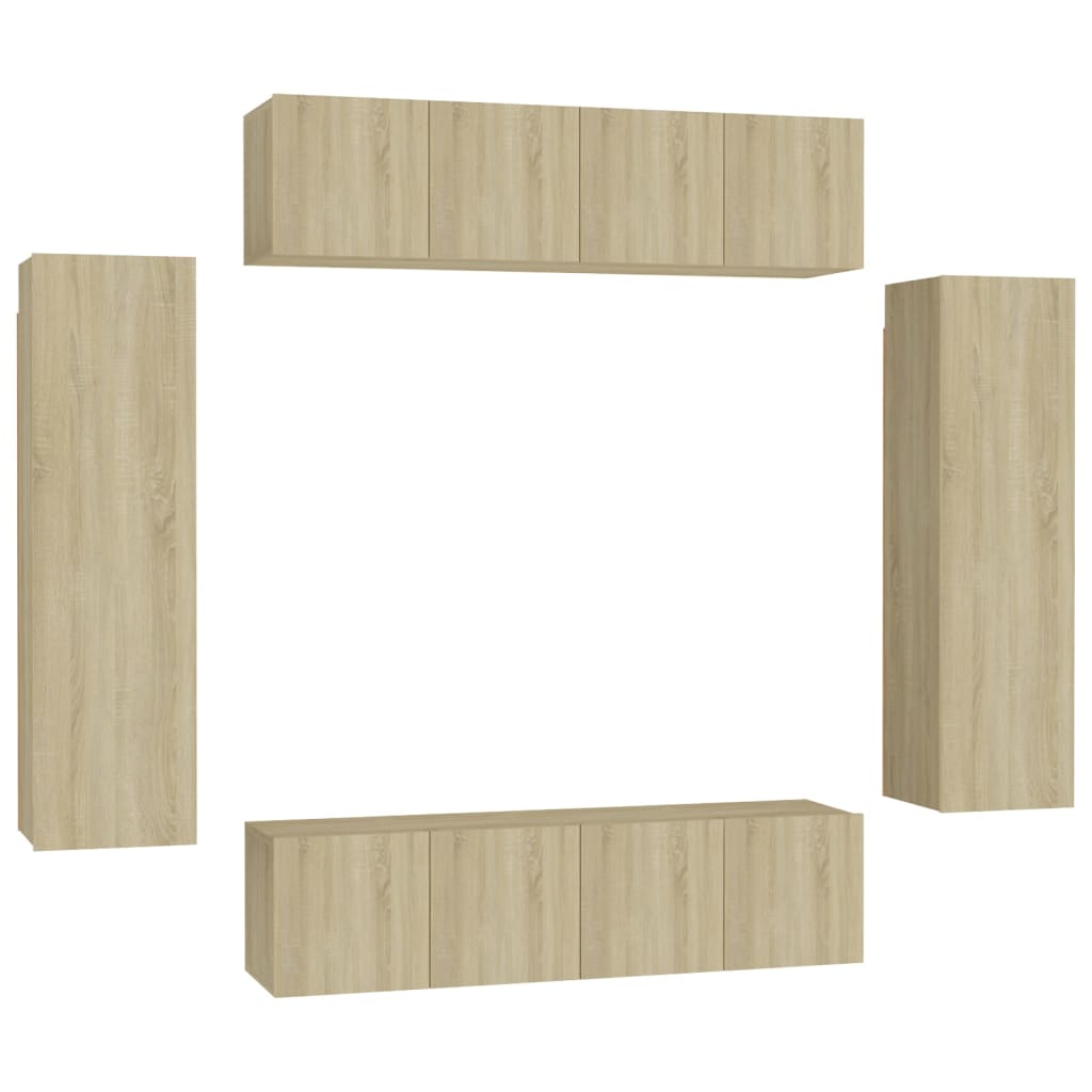 Set De Dulapuri Tv, 6 Piese, , Lemn Prelucrat