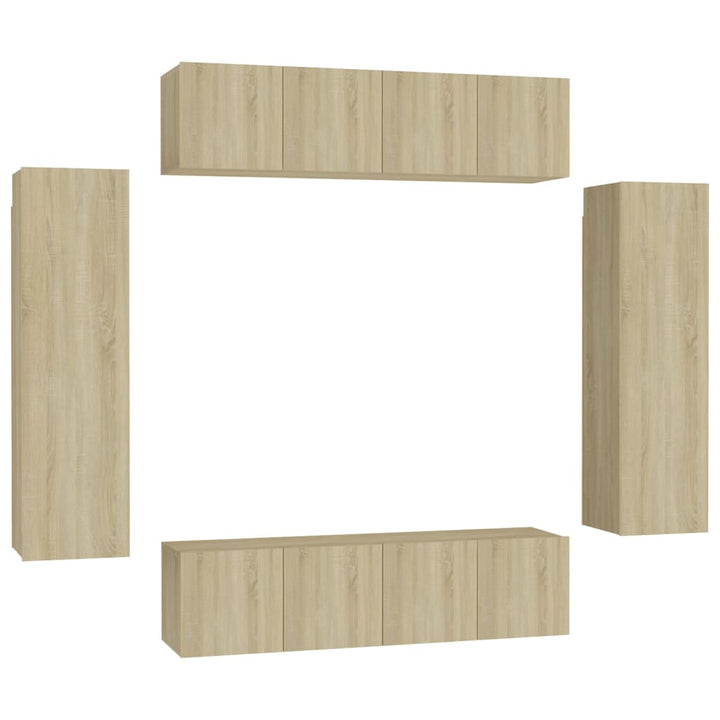 Set De Dulapuri Tv, 6 Piese, , Lemn Prelucrat