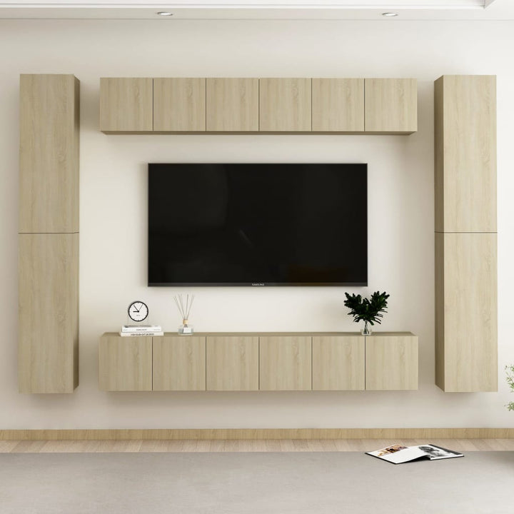 Set De Dulapuri Tv, 6 Piese, , Lemn Prelucrat