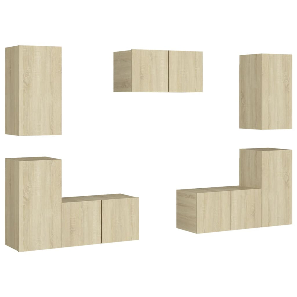 Set De Dulapuri Tv, 7 Piese, , Lemn Prelucrat