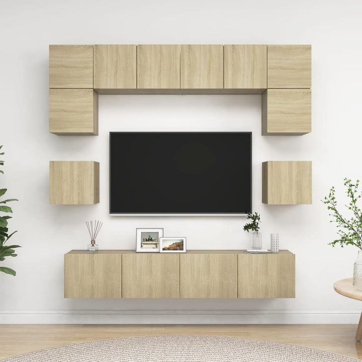 Set Dulapuri Tv, 8 Piese, , Lemn Prelucrat