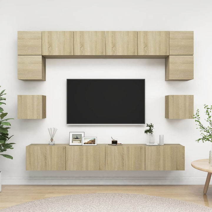 Set Dulapuri Tv, 8 Piese, , Lemn Prelucrat