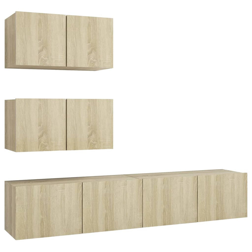 Set Dulapuri Tv, 4 Piese, , Lemn Prelucrat
