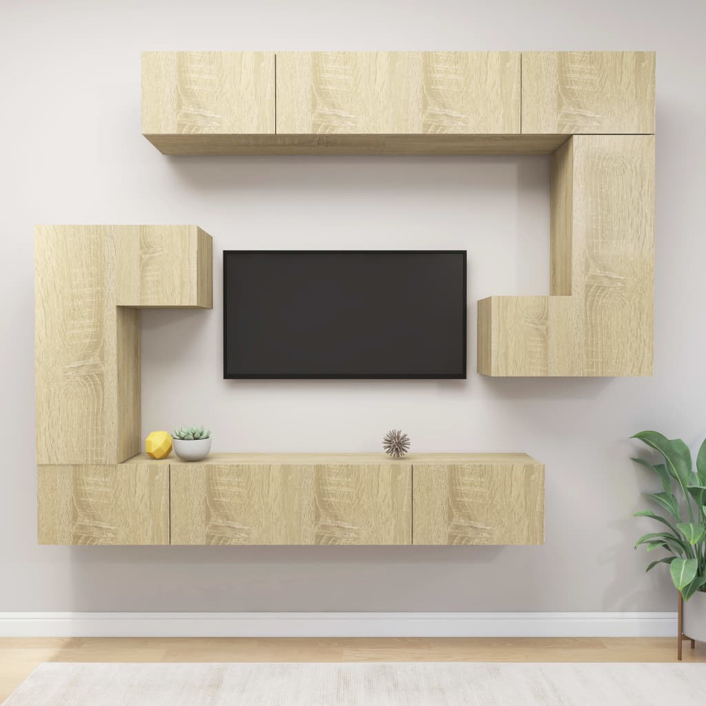 Set Dulapuri Tv, 10 Piese, , Lemn Prelucrat