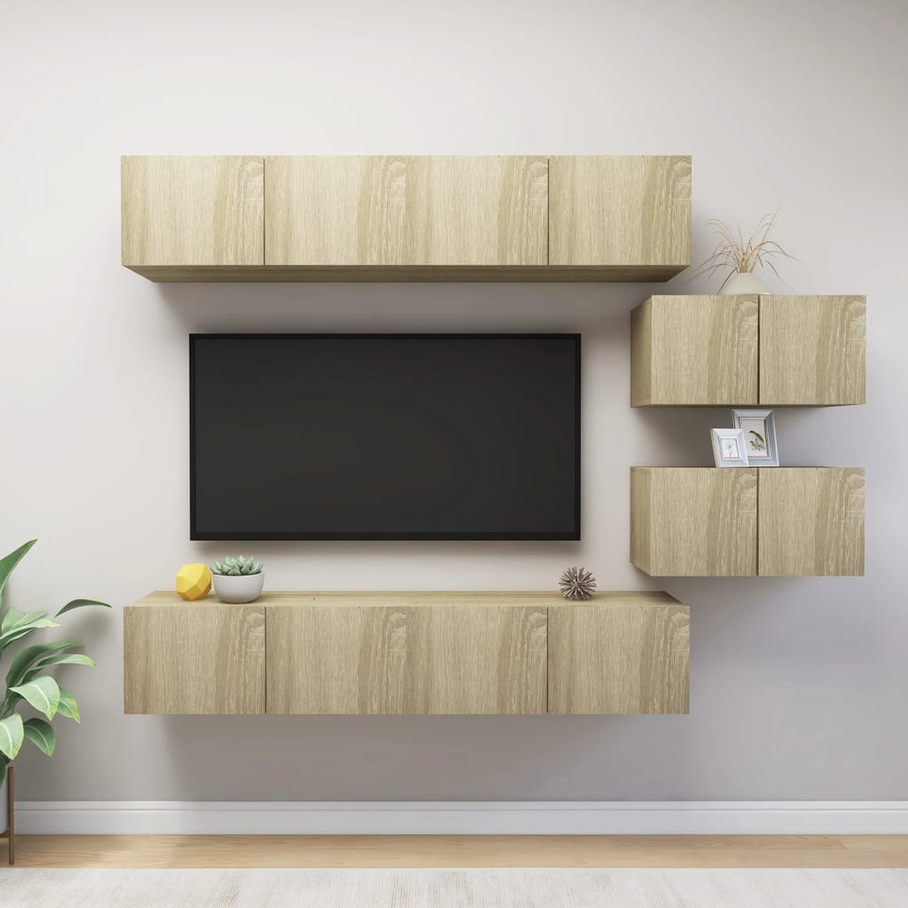 Set Dulapuri Tv, 8 Piese, , Lemn Prelucrat