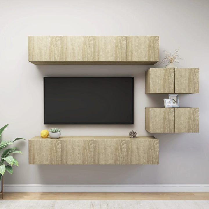 Set Dulapuri Tv, 8 Piese, , Lemn Prelucrat