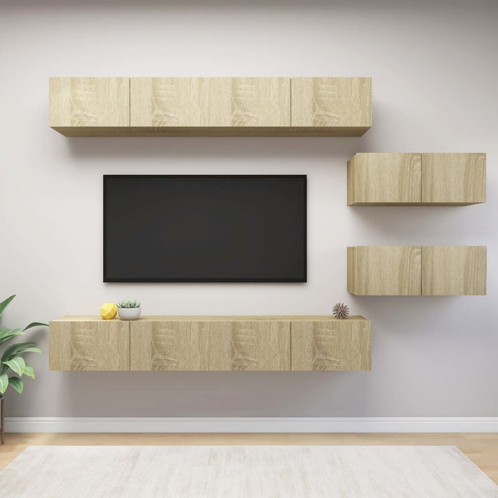 Set Dulapuri Tv, 8 Piese, , Lemn Prelucrat