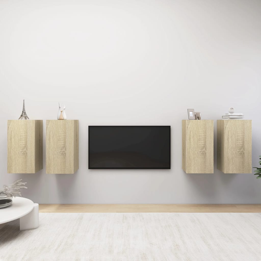 Comode Tv, 4 Buc., Stejar Fumuriu, 30,5X30X Lemn Prelucrat