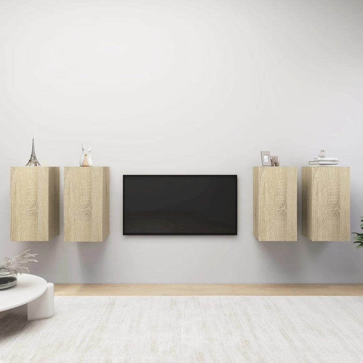 Comode Tv, 4 Buc., Stejar Fumuriu, 30,5X30X Lemn Prelucrat