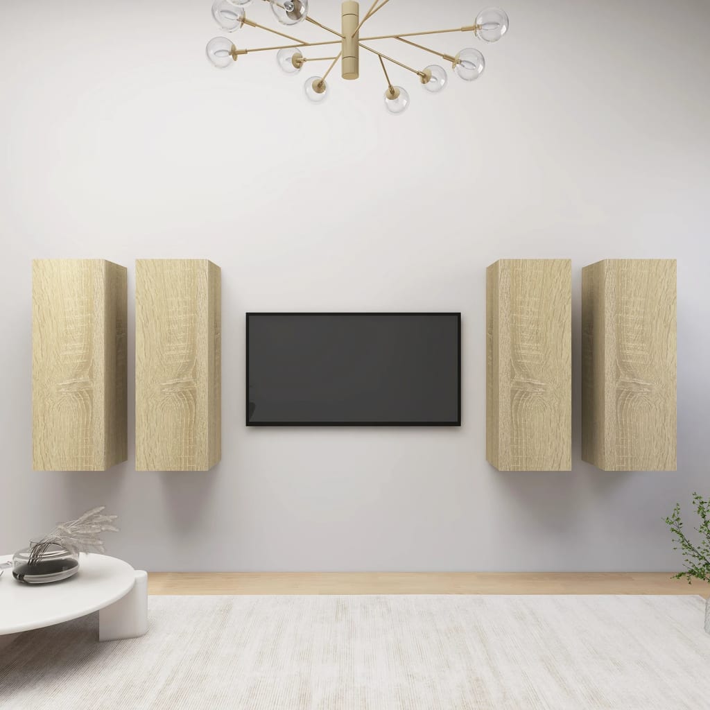 Comode Tv, 4 Buc., Stejar Fumuriu, 30,5X30X Lemn Prelucrat