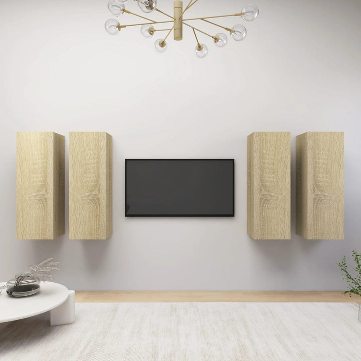 Comode Tv, 4 Buc., Stejar Fumuriu, 30,5X30X Lemn Prelucrat