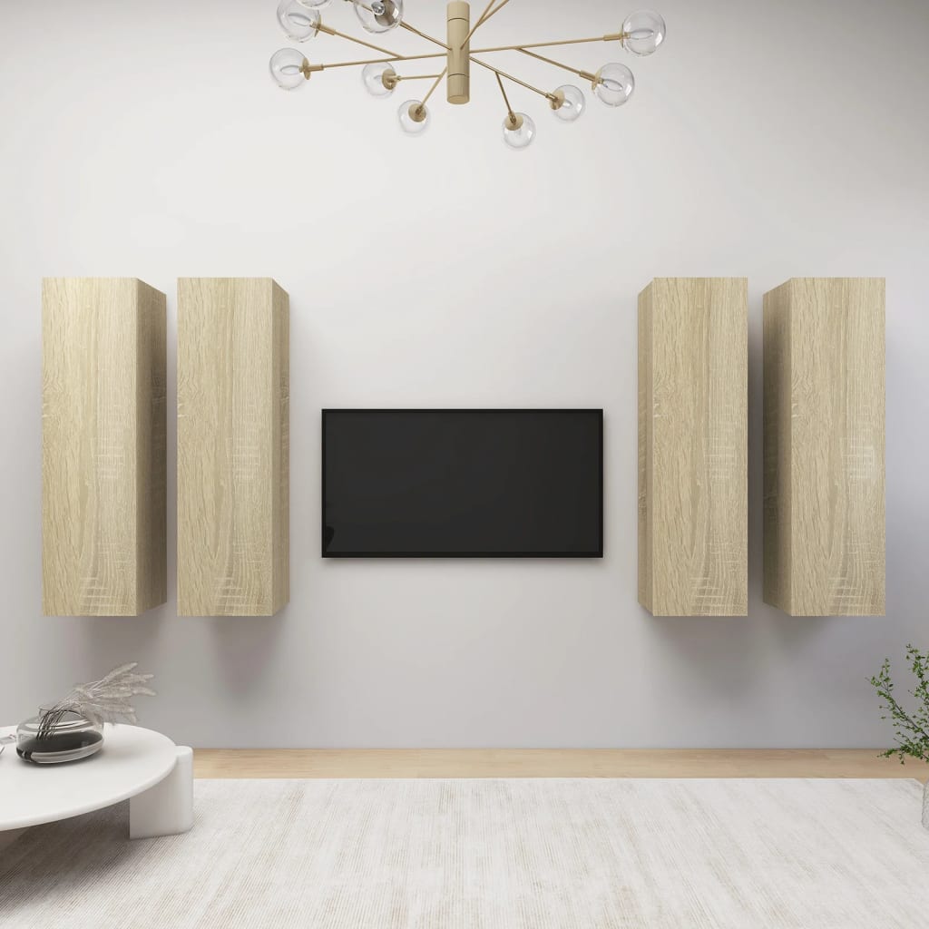 Comode Tv, 4 Buc., Stejar Fumuriu, 30,5X30X Lemn Prelucrat