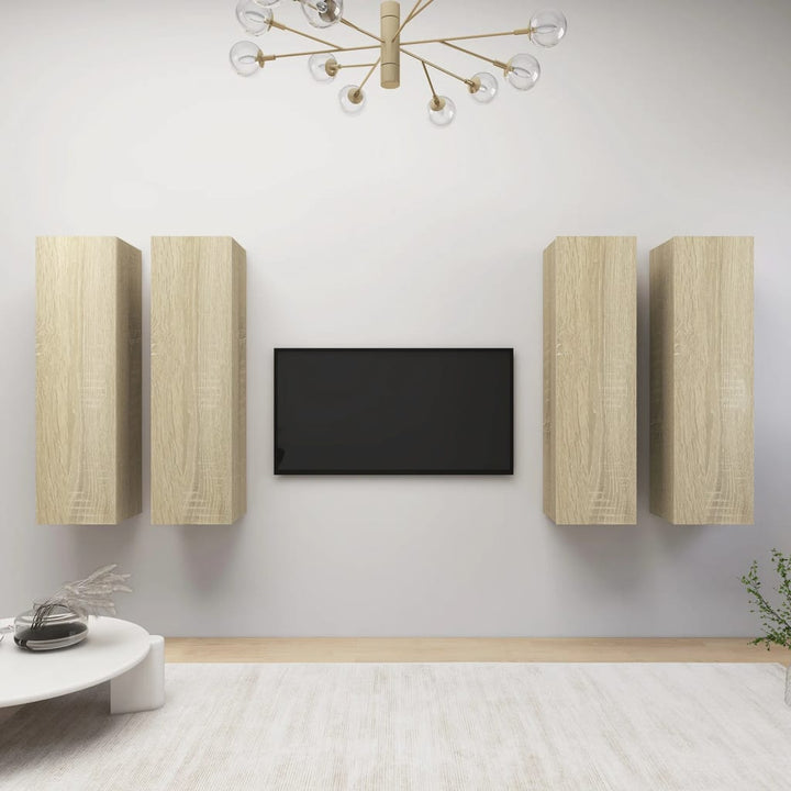 Comode Tv, 4 Buc., Stejar Fumuriu, 30,5X30X Lemn Prelucrat