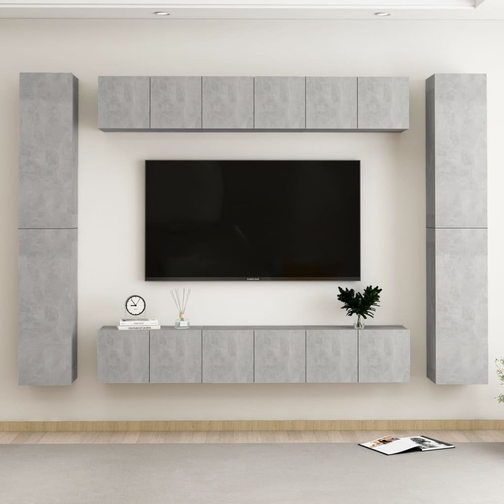 Set De Dulapuri Tv, 6 Piese, , Lemn Prelucrat