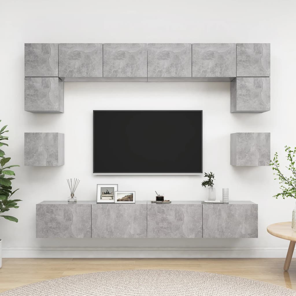 Set Dulapuri Tv, 8 Piese, , Lemn Prelucrat