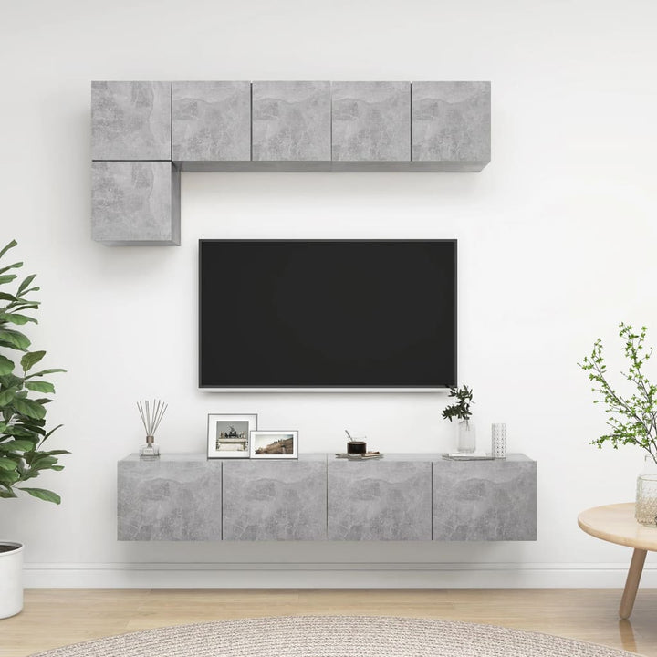 Set De Dulapuri Tv, 5 Piese, Alb Extralucios, Lemn Prelucrat