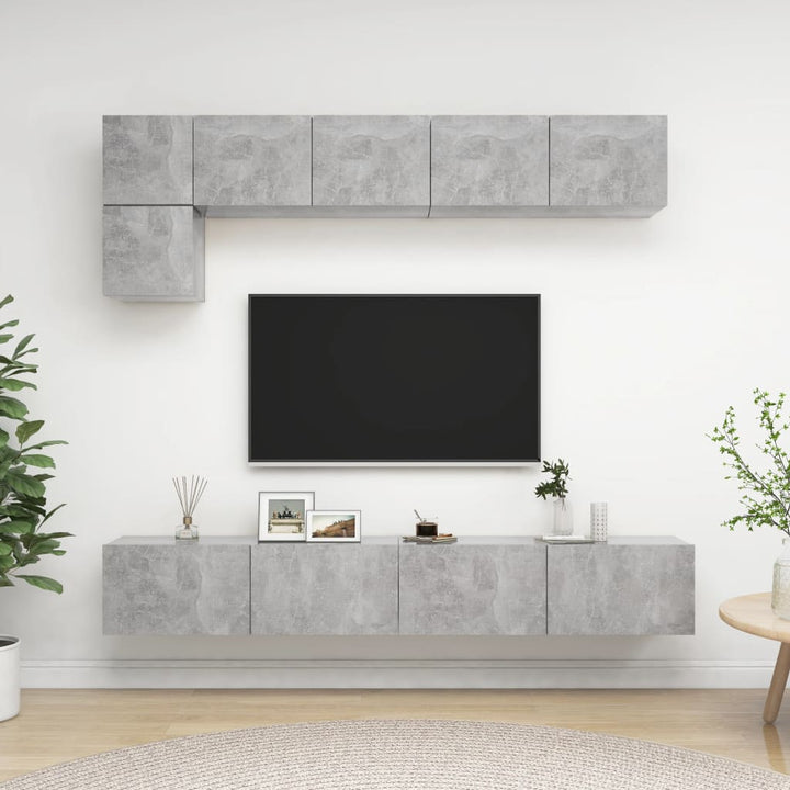 Set De Dulapuri Tv, 5 Piese, Alb Extralucios, Lemn Prelucrat