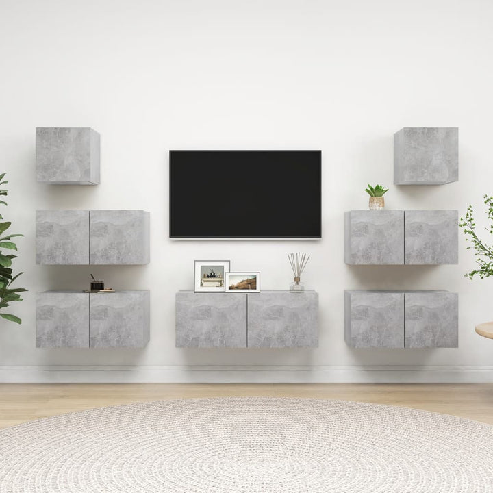 Set De Dulapuri Tv, 8 Piese, , Lemn Prelucrat