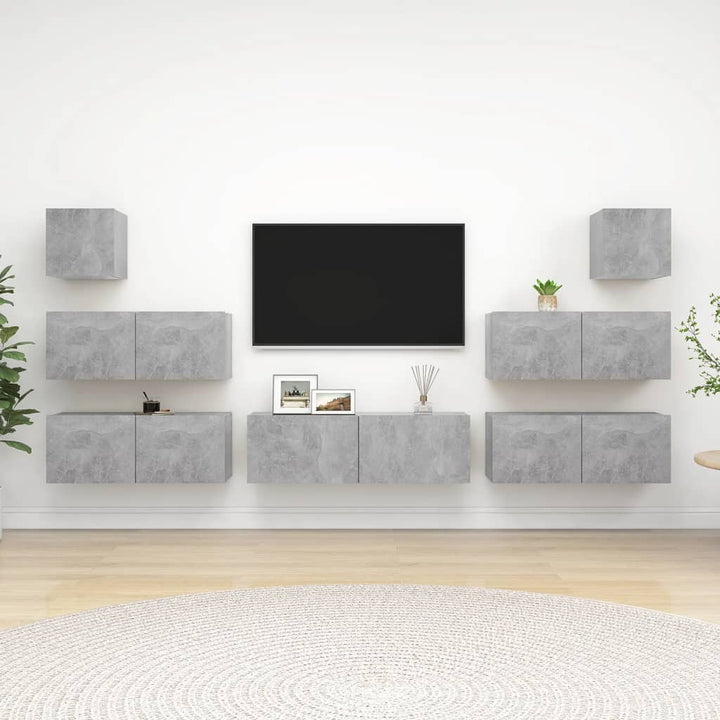 Set De Dulapuri Tv, 8 Piese, , Lemn Prelucrat