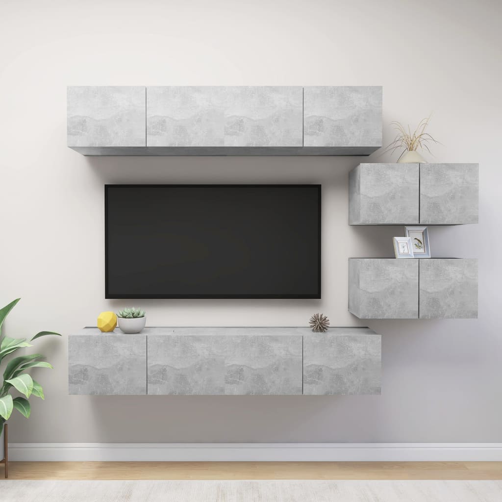 Set Dulapuri Tv, 8 Piese, , Lemn Prelucrat