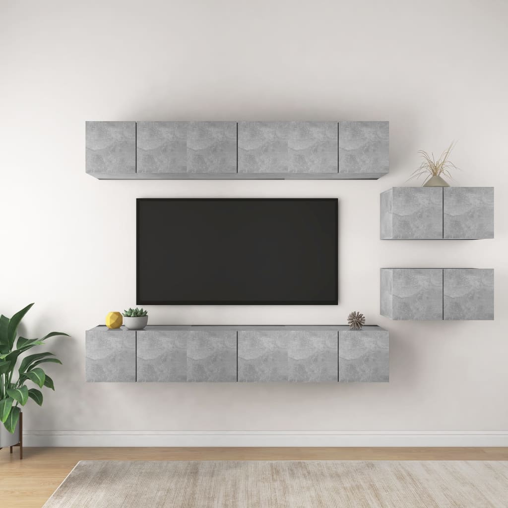 Set Dulapuri Tv, 8 Piese, , Lemn Prelucrat