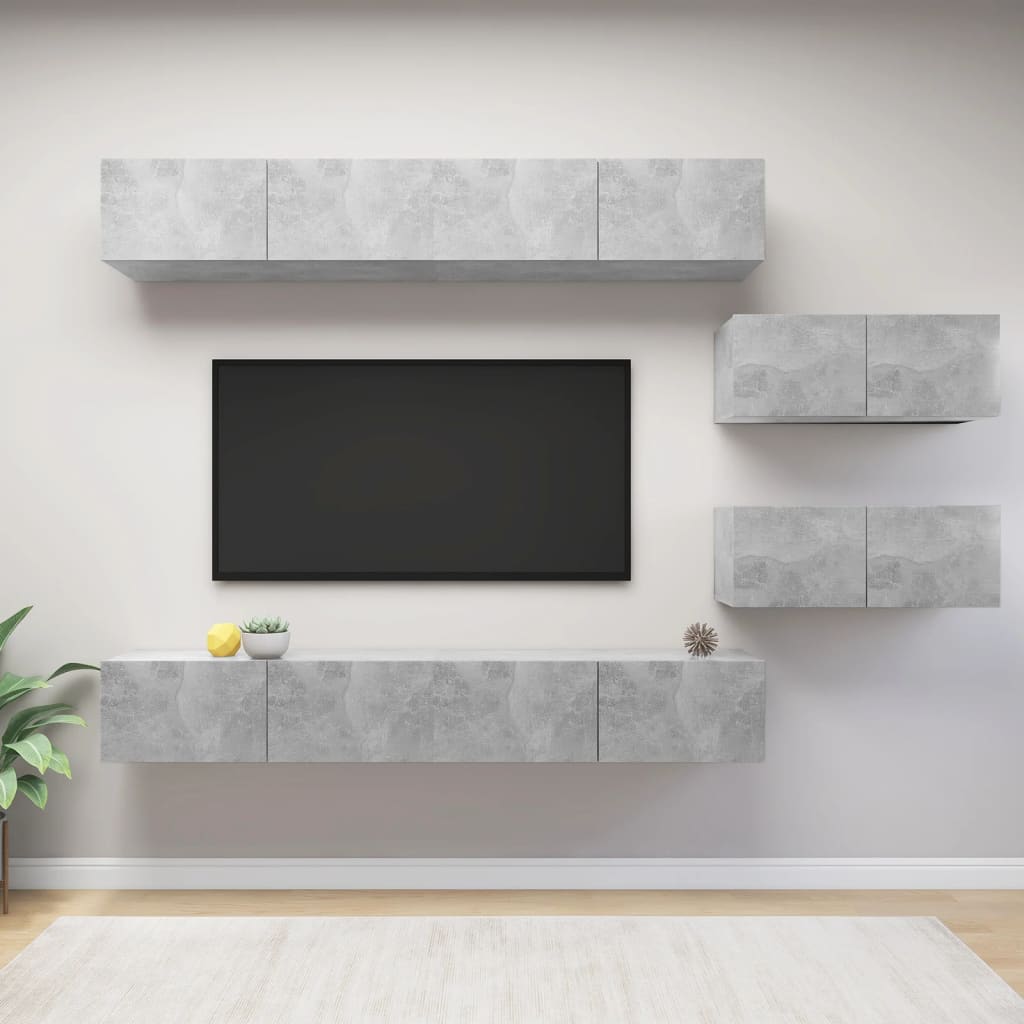 Set Dulapuri Tv, 8 Piese, , Lemn Prelucrat