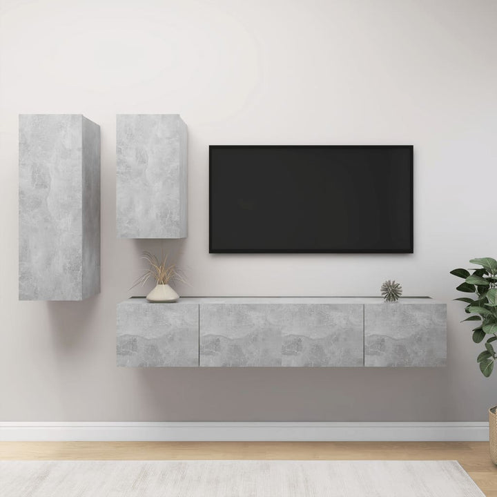 Set Dulapuri Tv, 4 Piese, , Lemn Prelucrat