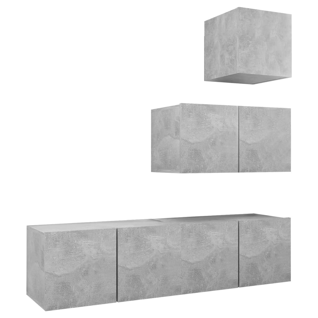 Set De Dulapuri Tv, 4 Piese, , Lemn Prelucrat
