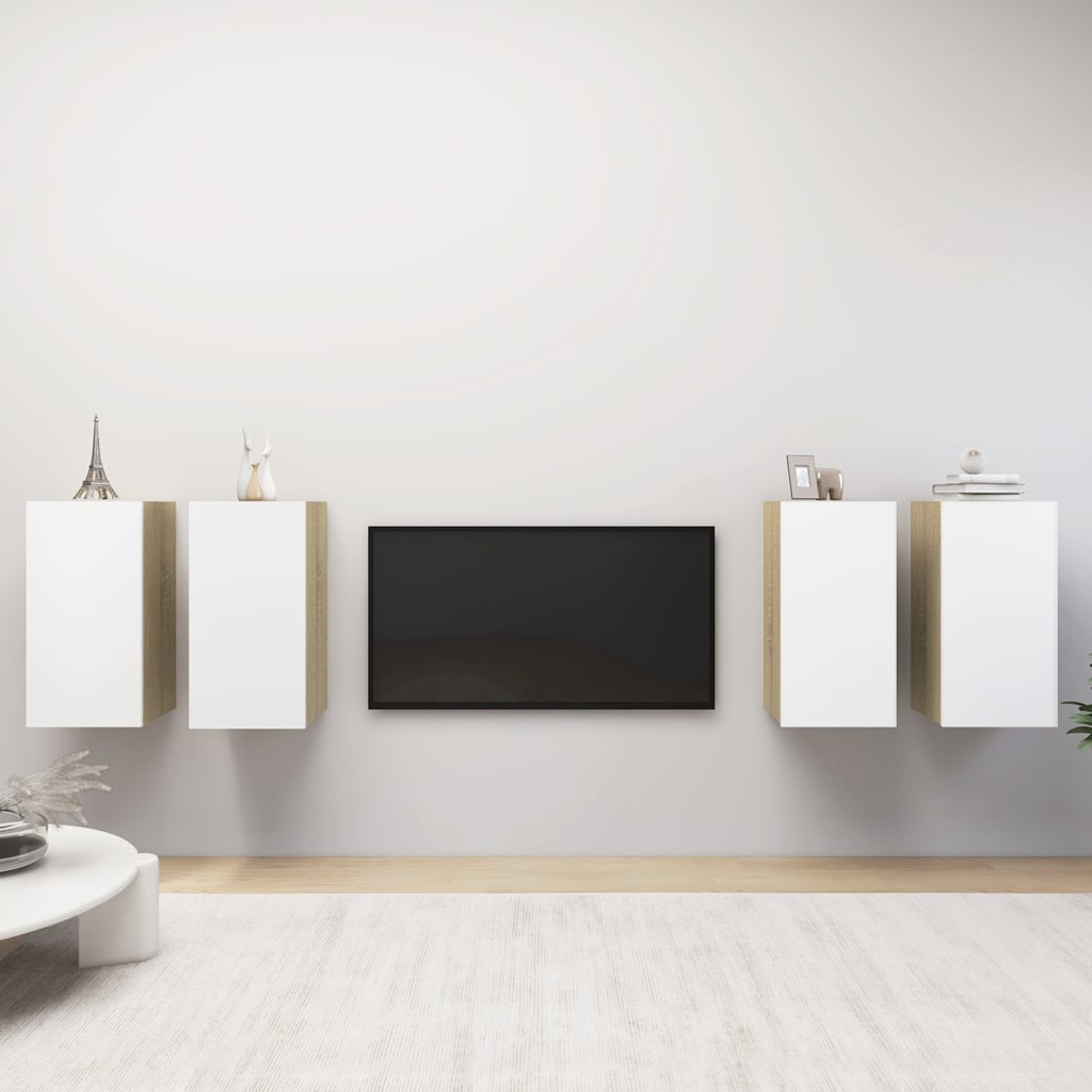 Comode Tv, 4 Buc., Stejar Fumuriu, 30,5X30X Lemn Prelucrat