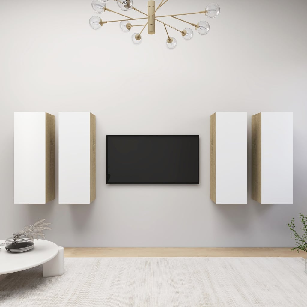 Comode Tv, 4 Buc., Stejar Fumuriu, 30,5X30X Lemn Prelucrat