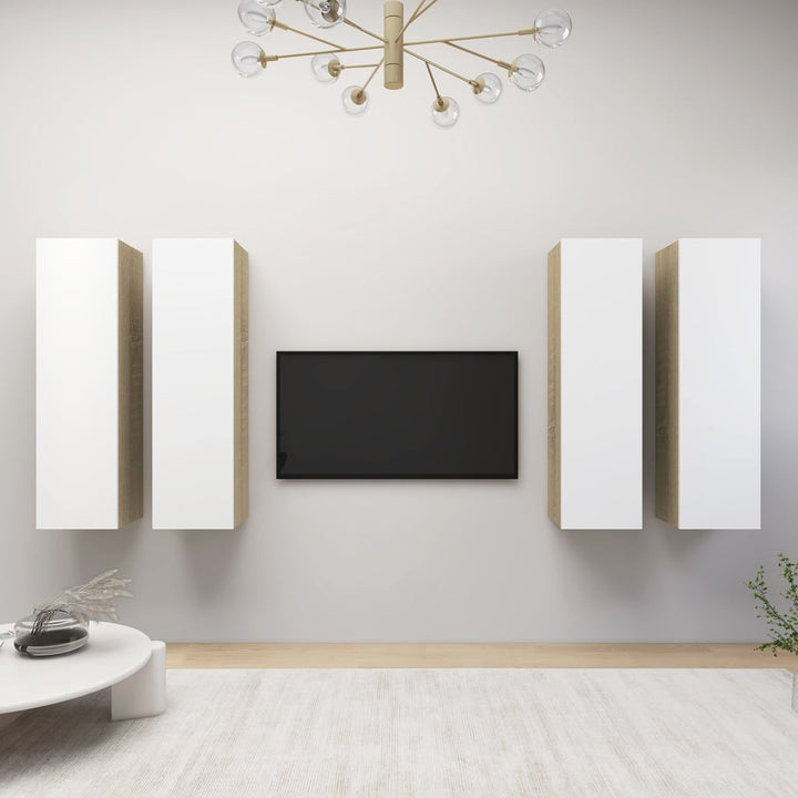Comode Tv, 4 Buc., Stejar Fumuriu, 30,5X30X Lemn Prelucrat