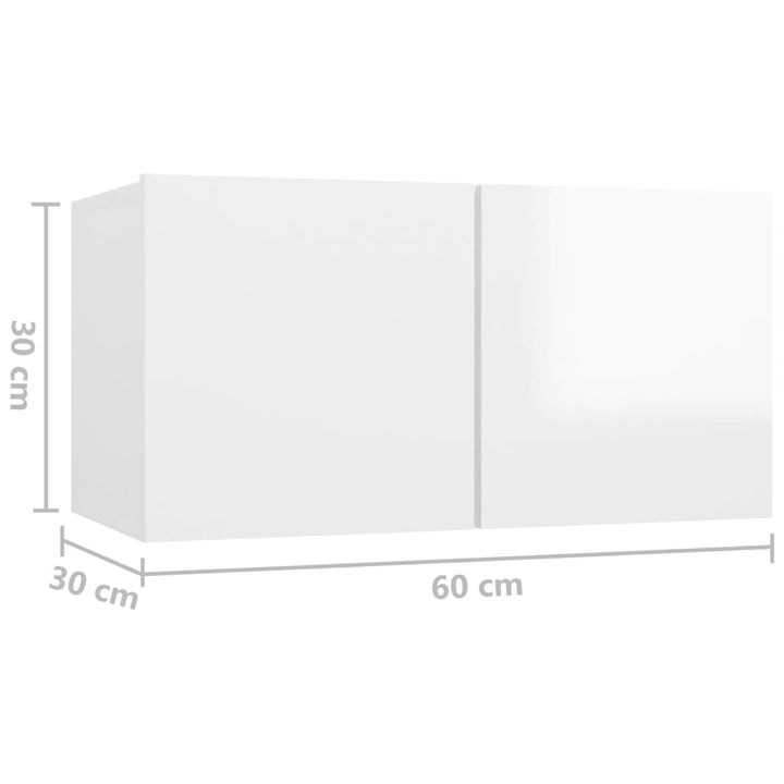 Set De Dulapuri Tv, 5 Piese, Alb Extralucios, Lemn Prelucrat