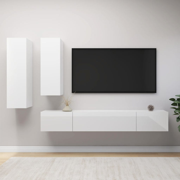 Set Dulapuri Tv, 4 Piese, , Lemn Prelucrat