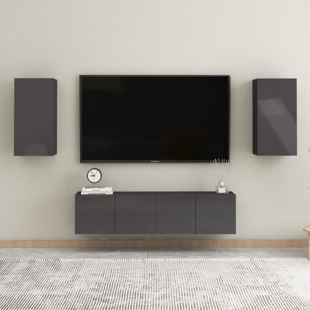 Set Dulap Tv, 5 Piese, , Lemn Prelucrat