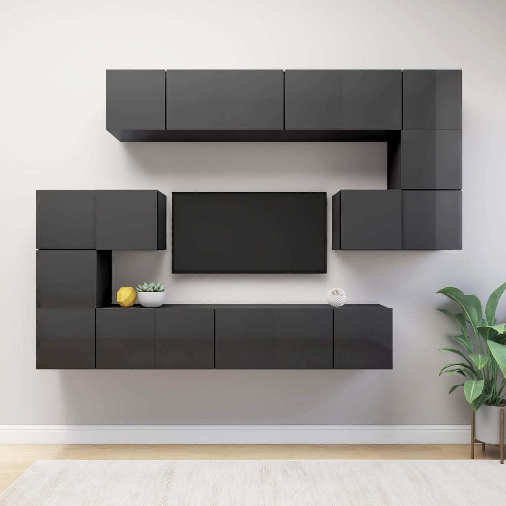Set Dulapuri Tv, 10 Piese, , Lemn Prelucrat