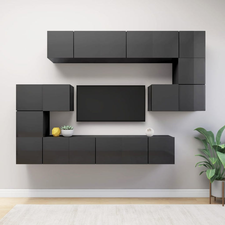 Set Dulapuri Tv, 10 Piese, , Lemn Prelucrat