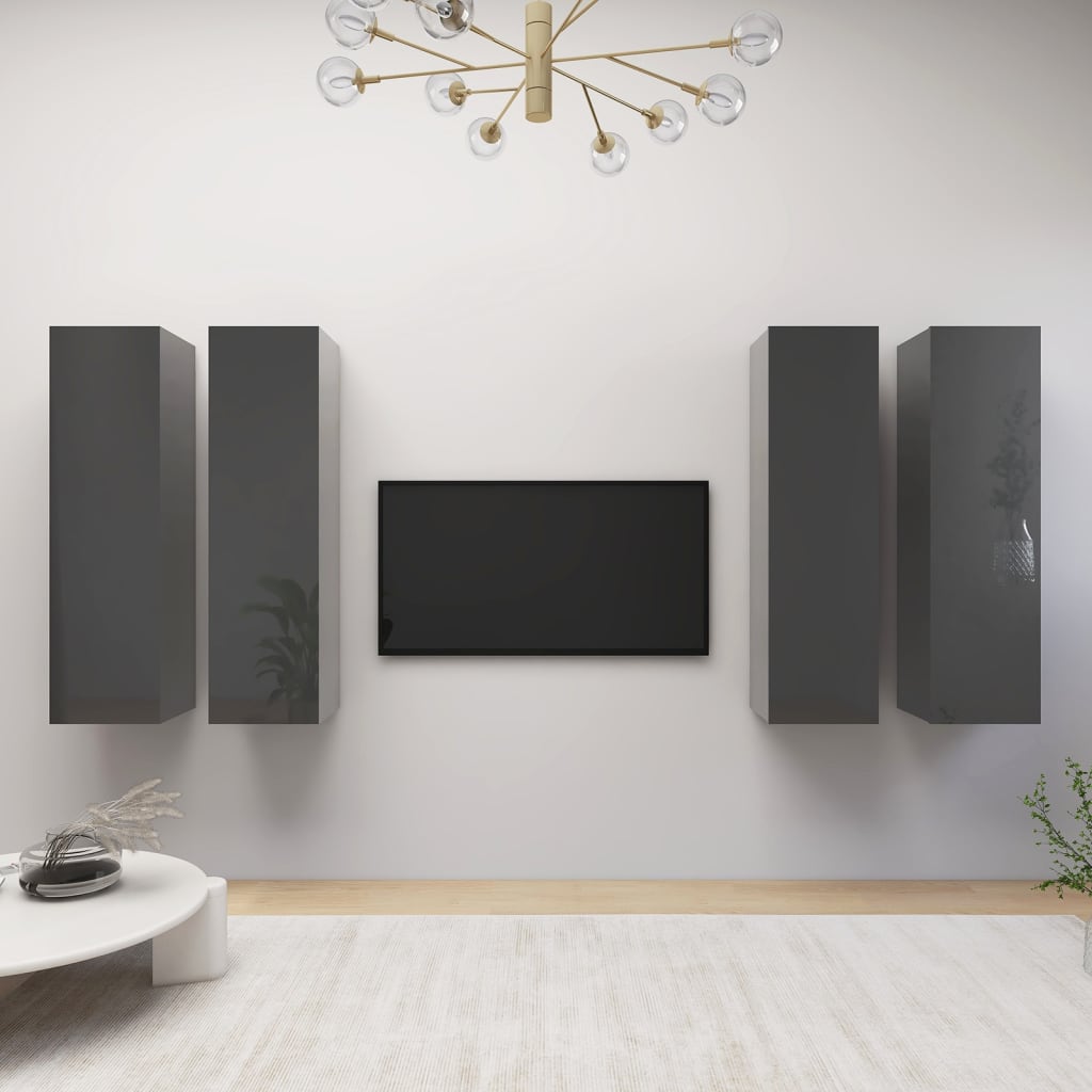 Comode Tv, 4 Buc., Stejar Fumuriu, 30,5X30X Lemn Prelucrat