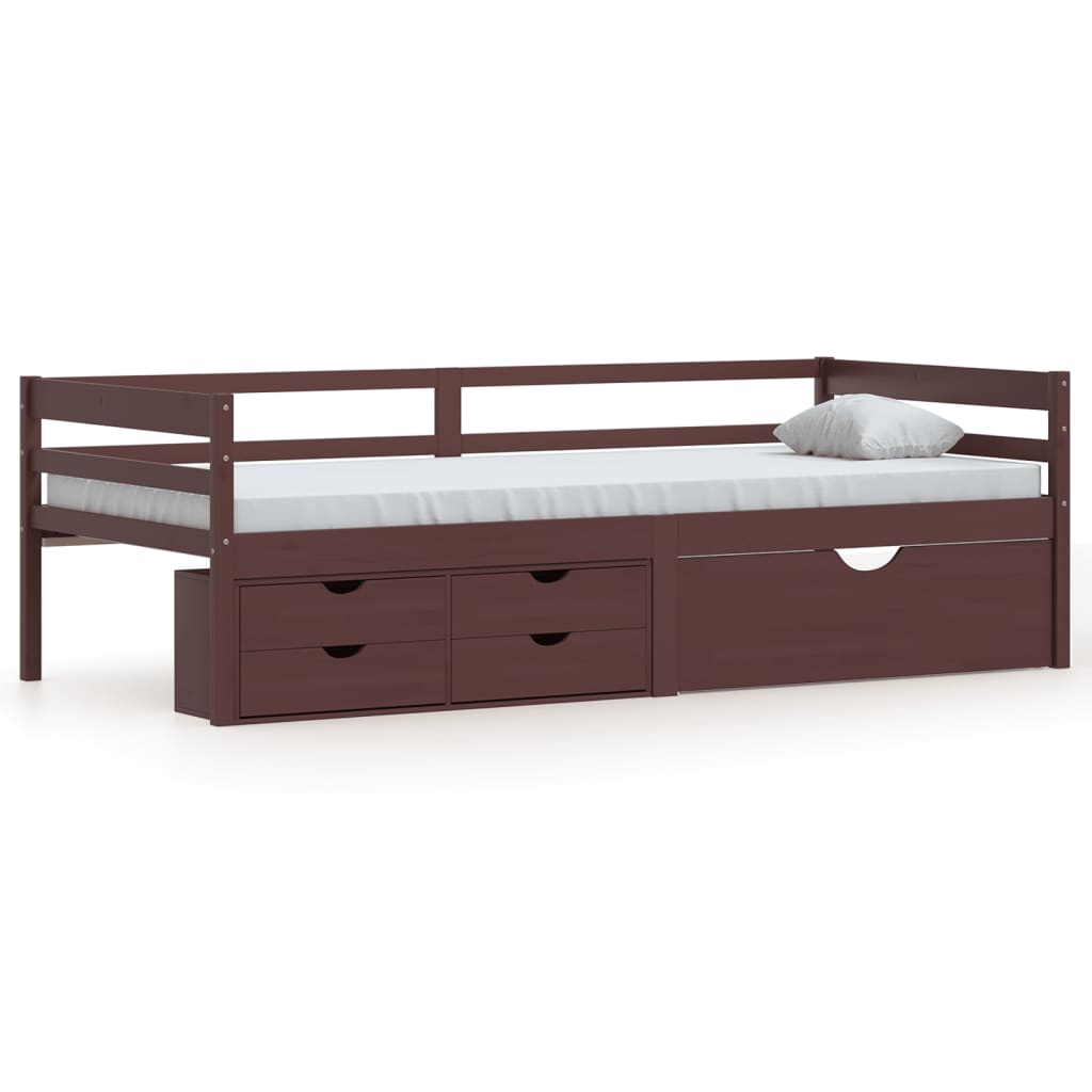 Cadru Pat Cu Sertare & Dulap , 90X200 Cm Lemn De Pin