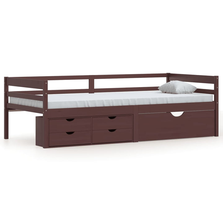 Cadru Pat Cu Sertare & Dulap , 90X200 Cm Lemn De Pin