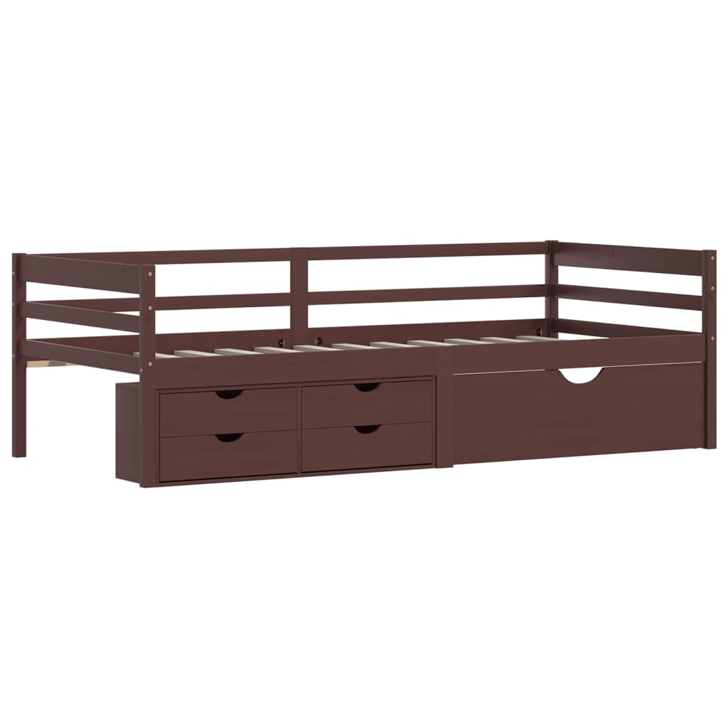 Cadru Pat Cu Sertare & Dulap , 90X200 Cm Lemn De Pin