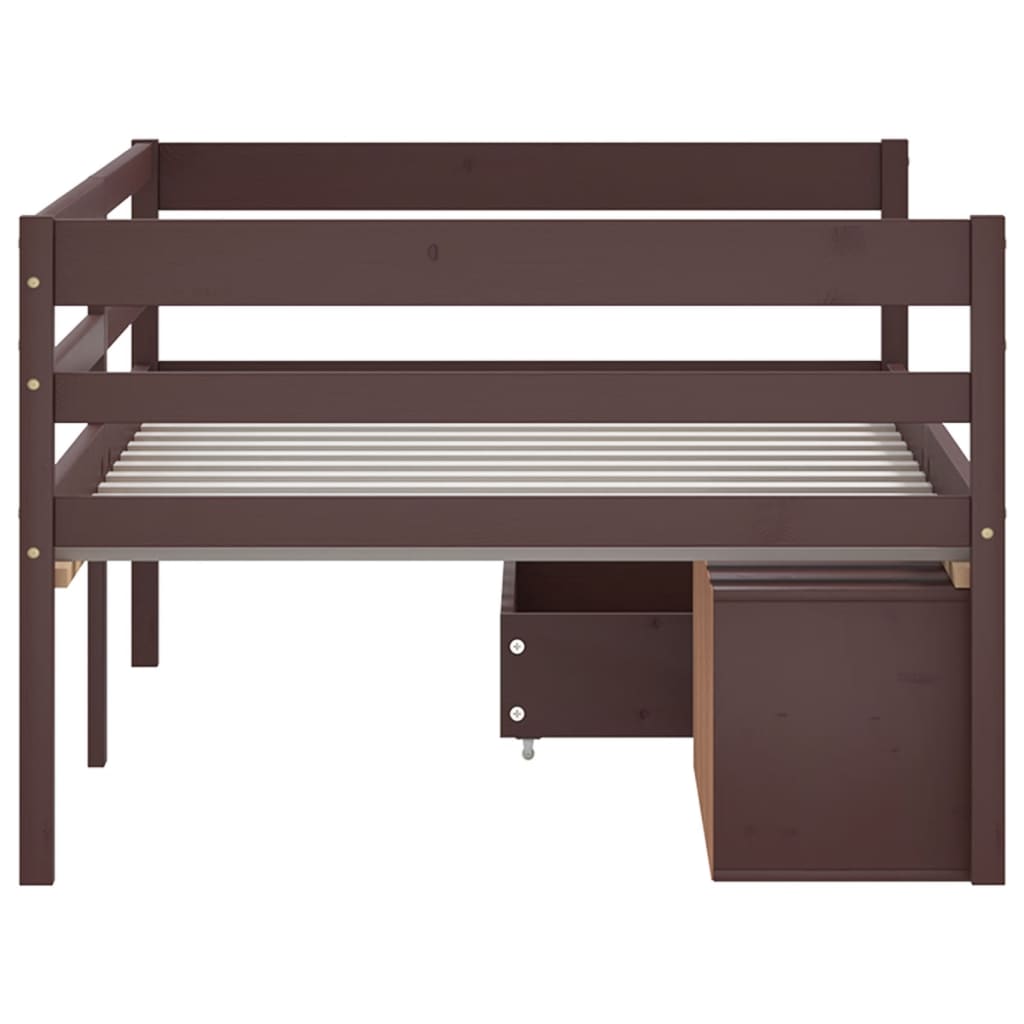 Cadru Pat Cu Sertare & Dulap , 90X200 Cm Lemn De Pin