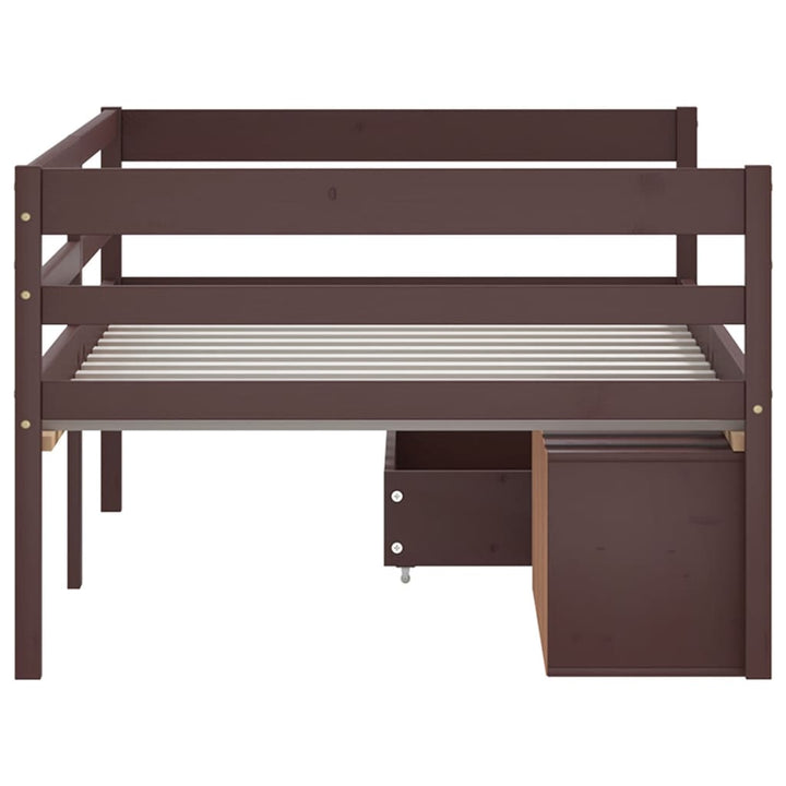 Cadru Pat Cu Sertare & Dulap , 90X200 Cm Lemn De Pin