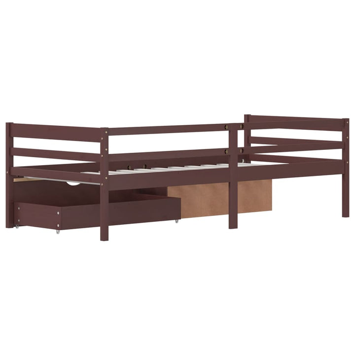 Cadru Pat Cu Sertare & Dulap , 90X200 Cm Lemn De Pin