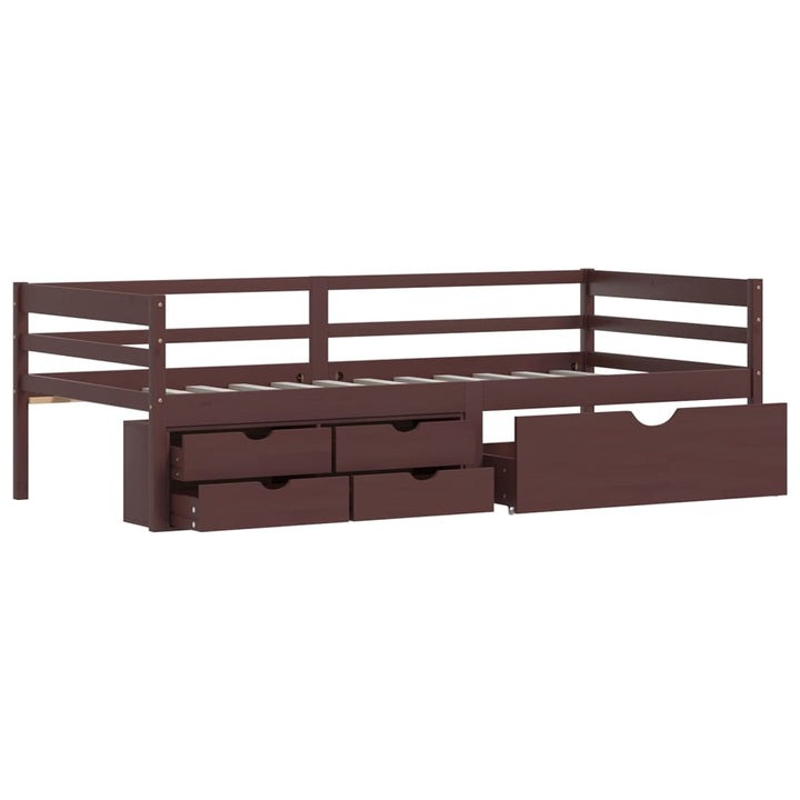 Cadru Pat Cu Sertare & Dulap , 90X200 Cm Lemn De Pin