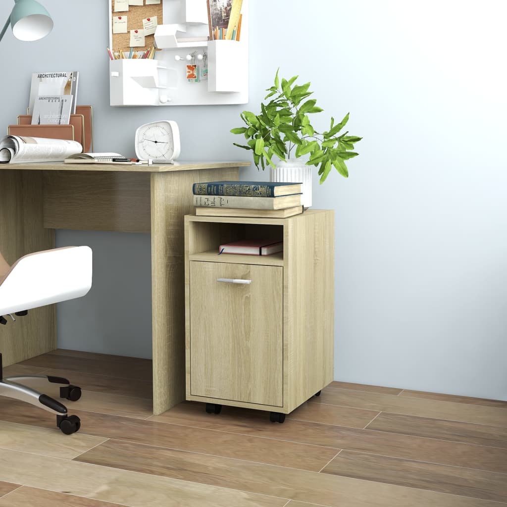 Dulap Lateral Cu Roți Gri Sonoma 33X38X60 Cm Lemn Prelucrat