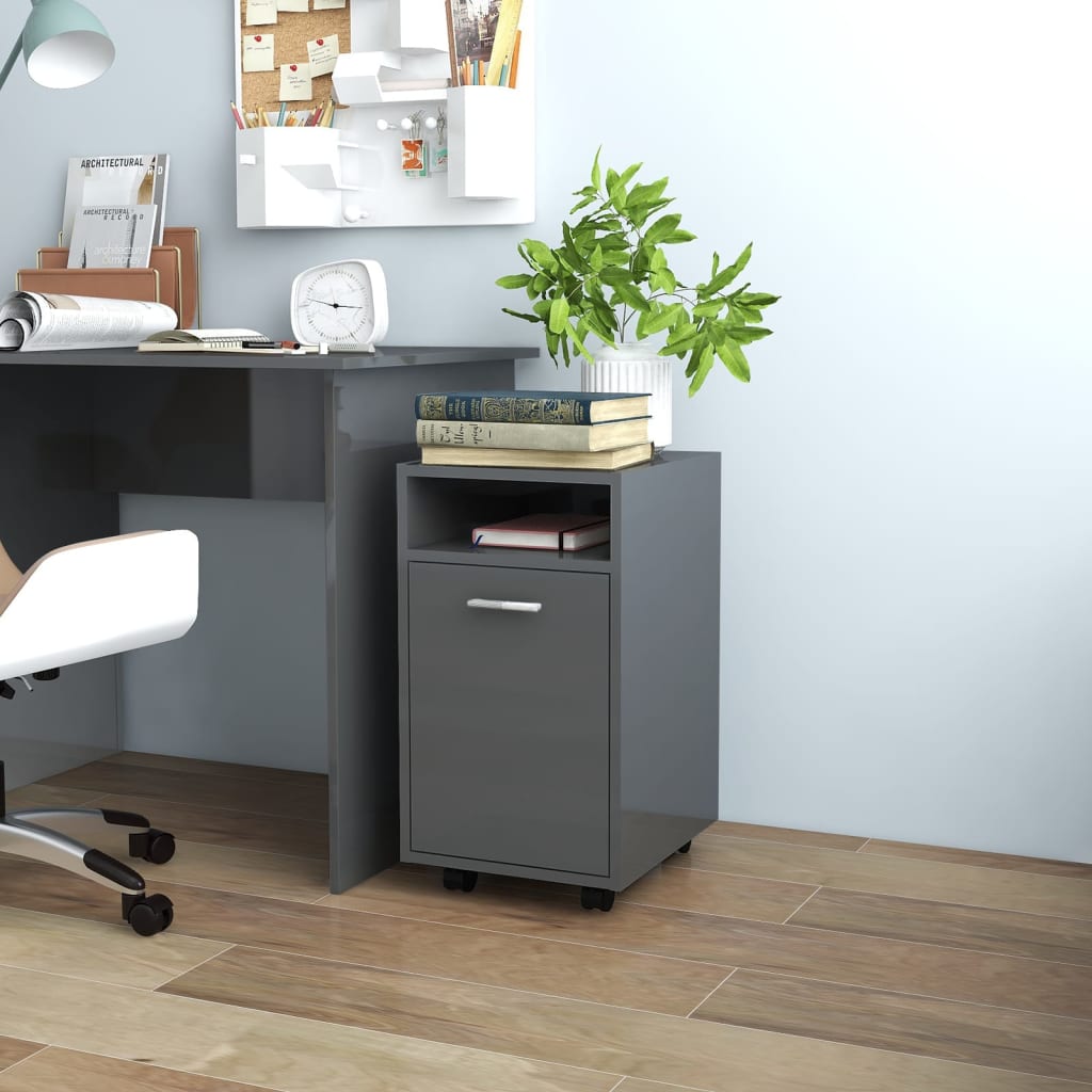 Dulap Lateral Cu Roți Gri Sonoma 33X38X60 Cm Lemn Prelucrat